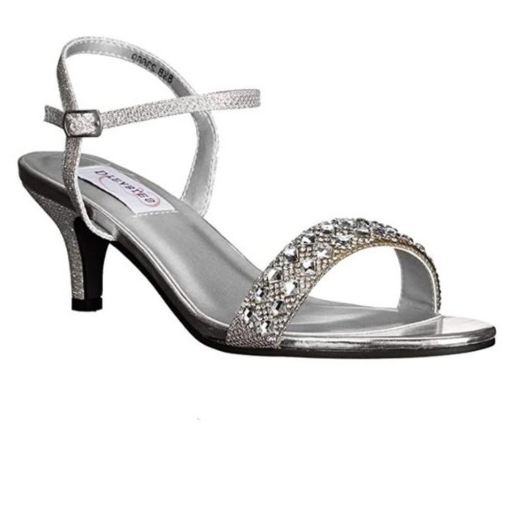 Dyeables Women's Sage Silver Shimmer Dress Party Wedding Event Sandal Heels 8.5